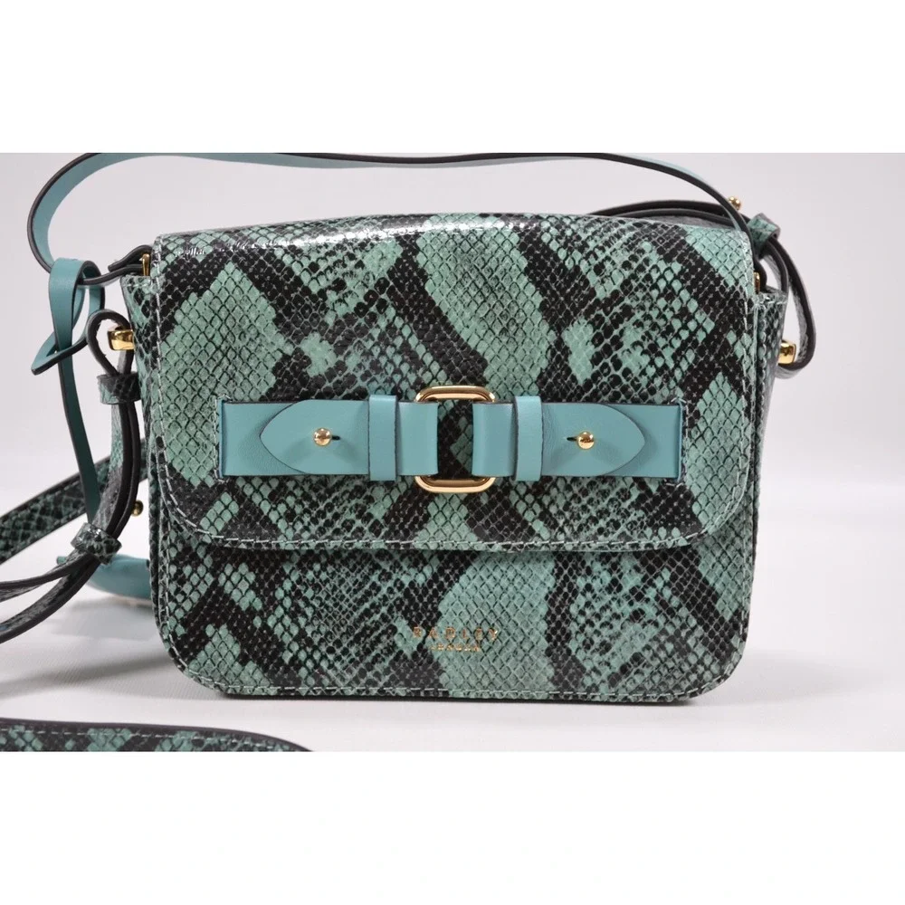 Radley London Reptile Snake Print Teal & Black Crossbody Shoulder Bag Purse‎